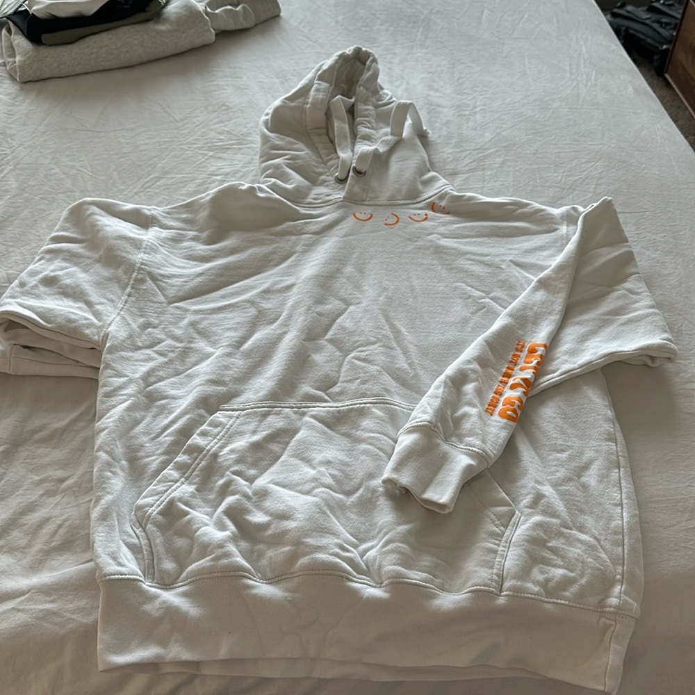 White/orange Happy Sweatshirt